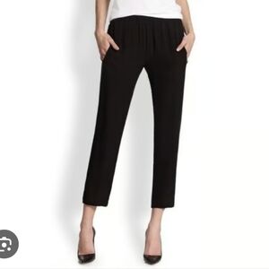 Theory Women's Korene Black Tapered Leg Silk Pull On Pants Size P/TP XS